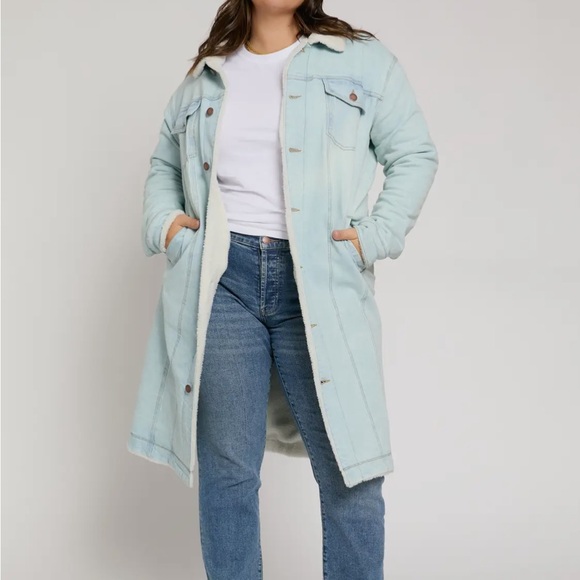 Women's Light Blue Long Denim Jacket - Picture 6 of 11